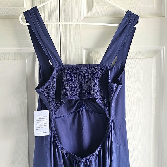NWT Stitchdrop Bae Shore Sleeveless Midi Dress Flared Smocked Back BLUE Large - Picture 8 of 12